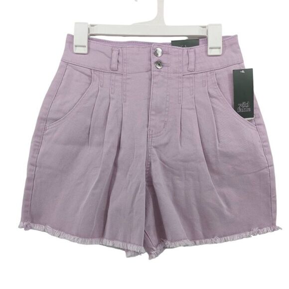 Wild Fable Bermuda Jean Shorts Super High Rise Pleated Light Purple 02 Relax Fit - Picture 10 of 13
